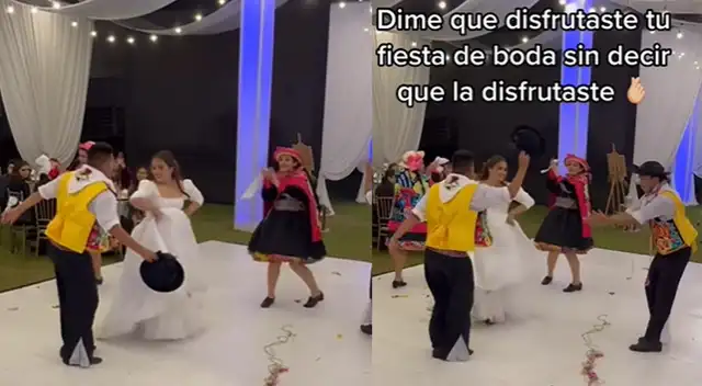 Novia se robó el show bailando huaylas en la fiesta de su boda y escena sorprende.