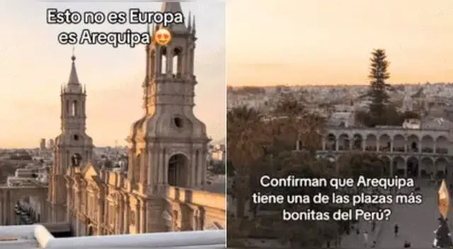 Joven conoce por primera vez Arequipa y queda impactado con su Plaza de Armas.
