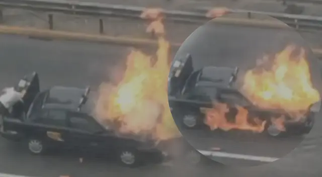 Auto arde en llamas en plena avenida Javier Prado.