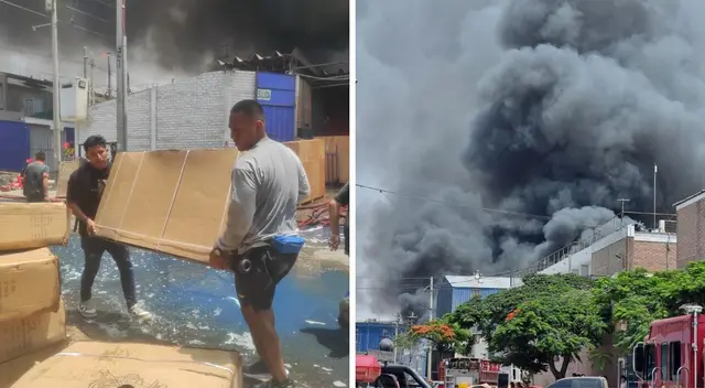 Un incendio de código 3 viene comprometiendo a varias empresas en Cercado de Lima.
