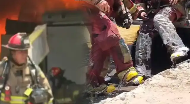 Trajes de bomberos terminan destrozados por el líquido que tendrían los almacenes.