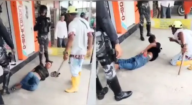 Padre agarra a palazos a su hijo tras ser acusado de robar y reacción genera polémica en X.