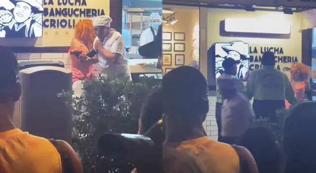 Mujer se descontrola en concurrido restaurante de Miraflores. Mujer se descontrola en concurrido restaurante de Miraflores.