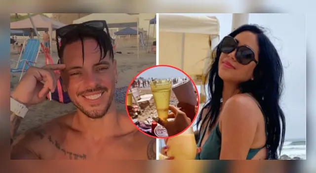 Anthony Aranda brinda en la playa con Melissa Paredes tras reconciliarse.