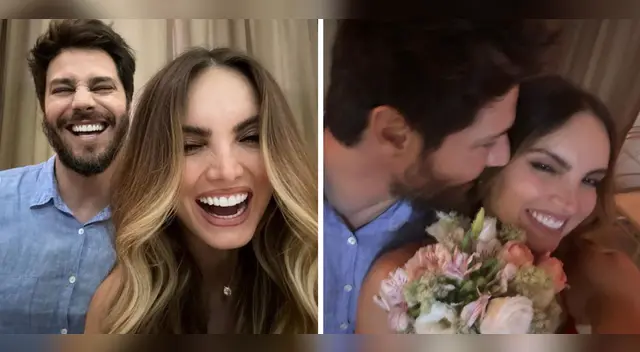 Carol Reali agarra el bouquet en boda y se emociona.