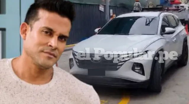 Christian Domínguez llegando a América Hoy en la camioneta del ampay.