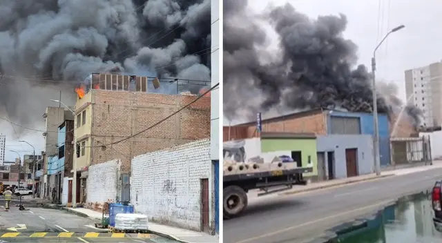 Una ferretería que almacenaba productos de insumos químicos viene reportando un incendió de código 3.