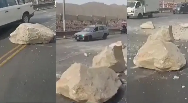El movimiento telúrico ocasionó que rocas de gran tamaño paralicen el tránsito en Ate. El movimiento telúrico ocasionó que rocas de gran tamaño paralicen el tránsito en Ate.