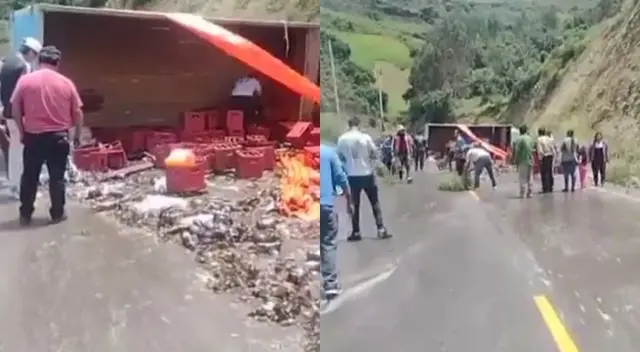 El camión se encontraba rumbo a Huancavelica para entregar 150 cajas de cervezas.