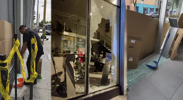 Delincuentes robaron tienda de motos en la avenida Arenales.