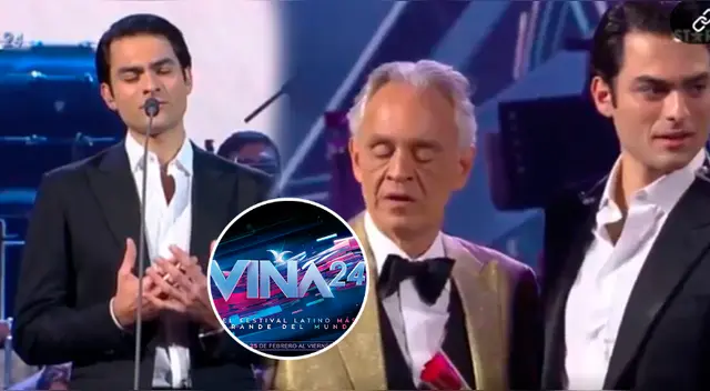 Andrea Bocelli canta con su hijo en Viña del Mar 2024.
