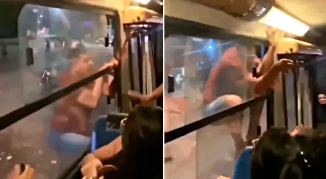 El sujeto se trepó a la ventana del auto para reclamarle la infidelidad a su novia.