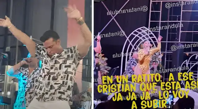 Pamela Franco reta a subir a un joven llamado Christian en su concieto.