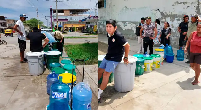 Pobladores trasladan diariamente sus envases de agua debido al corte del suministro.