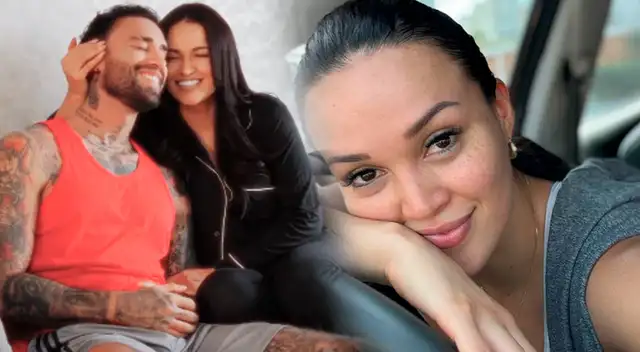 Angie Arizaga luce su pancita mientras hace ejercicios.