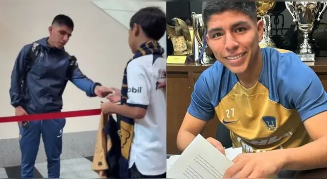 Piero Quispe tiene noble gesto con niño hincha de Pumas UNAM y lo aplauden.