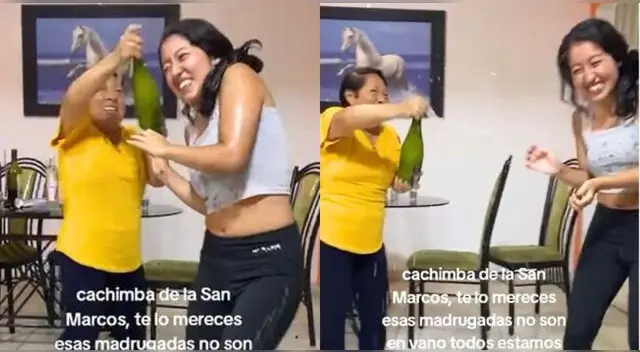 Madre baña en champán a su hija por ingresar a la carrera de Medicina en la UNMSM y es viral en TikTok.