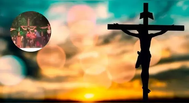 Joven tiene impensada reacción cuando 'crucificaban' a Jesús y escena es viral en X.