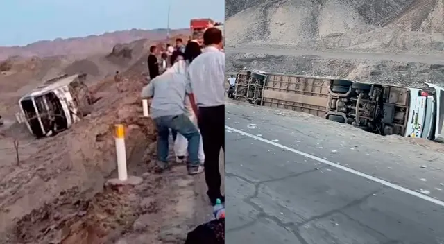 Bus Palomino sufre accidente a la altura del distrito de Changuillo, provincia de Nasca.