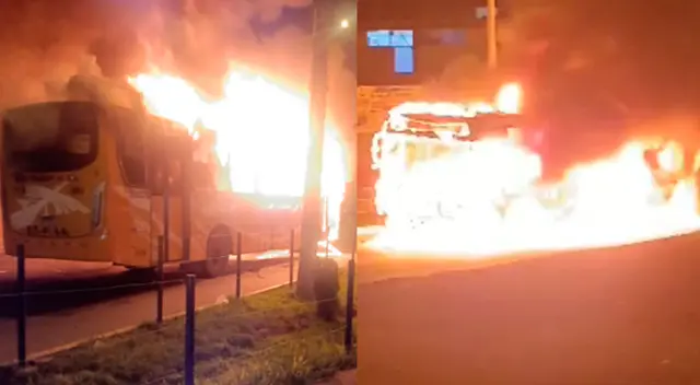 Bus de la línea 41 quedó inservible tras voraz incendio en la Panamericana Norte.