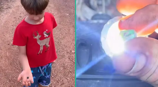 Niño encuentra valiosa joya. Niño encuentra valiosa joya.