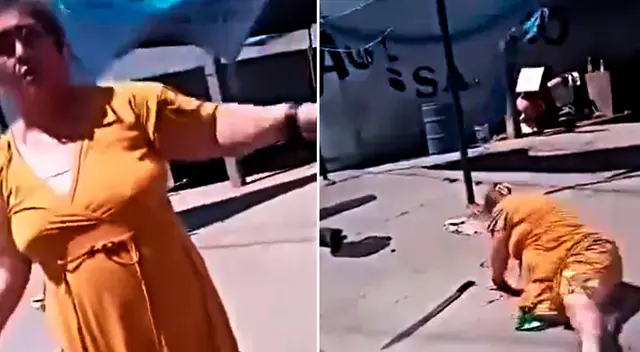 La mujer amenazó con machete en mano a trabajadores de CFE por corte de luz. La mujer amenazó con machete en mano a trabajadores de CFE por corte de luz.