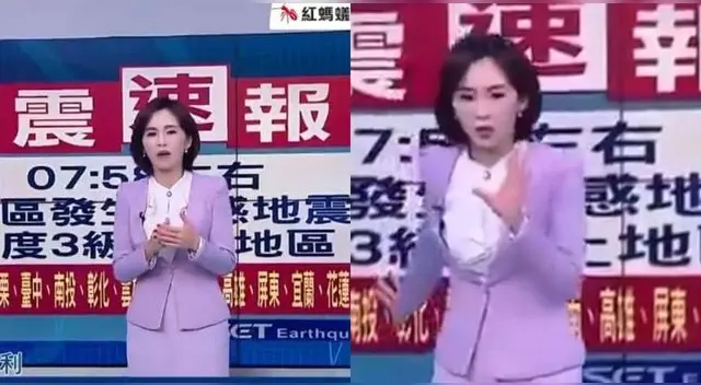 Conductora de noticiero vivió EN VIVO el terremoto de 7,4 en Taiwán ¿Qué hizo?