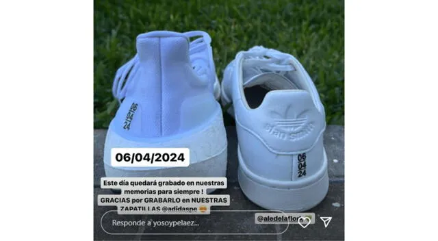 Estas son las zapatillas que usó José Peláez en su boda. Fuente: Instagram.