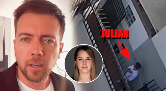 Julián Zucchi fue captada desde otra cámara de seguridad intentando entrar a productora de Yiddá Eslava.