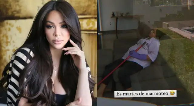 Sheyla Rojas 'ampaya' a su trabajadora del hogar descansando.