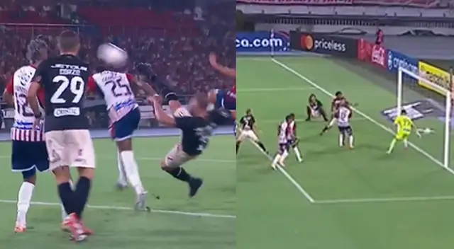 Aldo Corzo metió el cabezazo para abrir el marcador en el Universitario vs. Junior. Aldo Corzo metió el cabezazo para abrir el marcador en el Universitario vs. Junior.