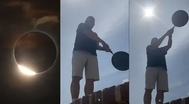 Hombre hizo gala de su ingenio para recrear un Eclipse Solar y es sensación en redes sociales.