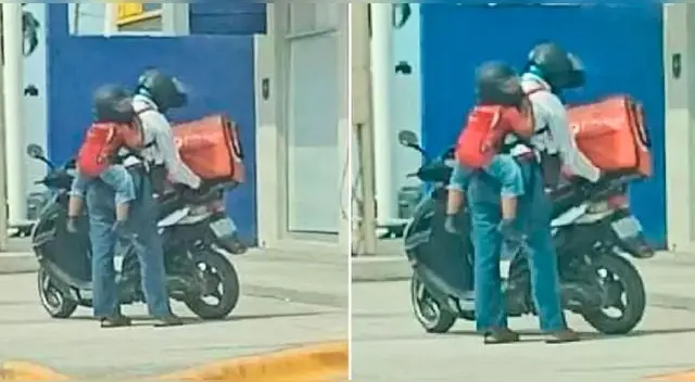 Madre trabaja como delivery con su hijo en la espalda y en Facebook la critican ¿Por qué?