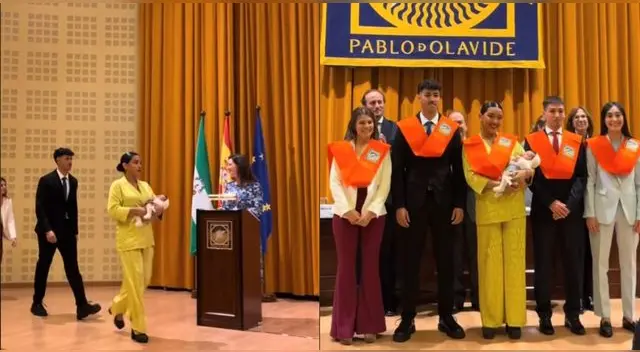 Joven de 21 años se gradúa con su bebé recién nacida en brazos y escena es aplaudida en TikTok. Joven de 21 años se gradúa con su bebé recién nacida en brazos y escena es aplaudida en TikTok.