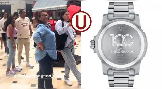 Hinchas de la Universitario de Deportes hacen cola para comprar el 'Reloj del Centenario'.