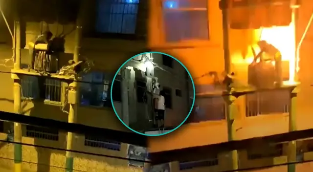 Joven recibe descarga eléctrica al treparse a un poste de alta tensión en Ate.
