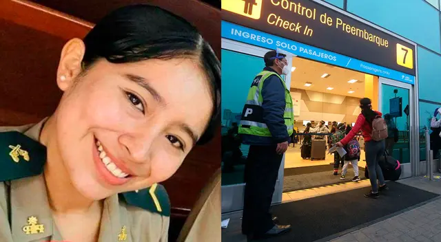 Suboficial PNP Nicole Mesía no dio declaraciones a la prensa en su llegada a Lima.