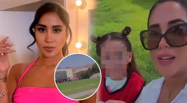 Melissa Paredes pasa el día con su hija en el colegio de la pequeña.