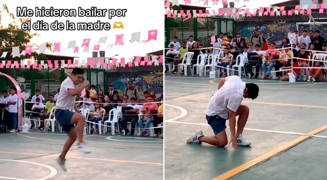 El joven sorprendió a las mamás por su día y la rompió a ritmo de caporales.