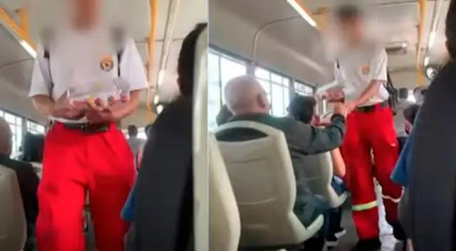 Joven se hace pasar por bomberos para vender sus golosinas en los buses de Miraflores.