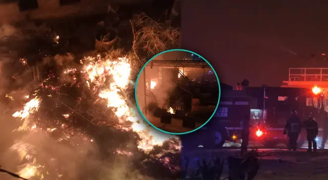 Incendio en fábrica atemoriza a los vecinos de Ate. Incendio en fábrica atemoriza a los vecinos de Ate.