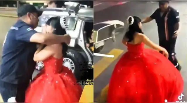 Quinceañera va a visitar a su padre en el trabajo y bailan un vals porque no puede ir a la fiesta en México.