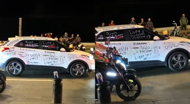 Mujer se venga de su esposo pintándole su camioneta con singulares frases que son tendencia en TikTok.