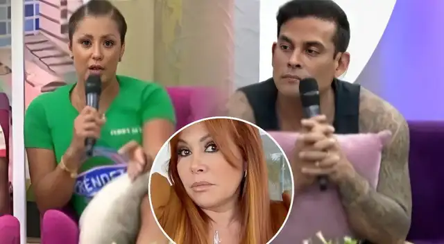 Karla Tarazona y Christian Domínguez cuadran a Magaly Medina. Karla Tarazona y Christian Domínguez cuadran a Magaly Medina.