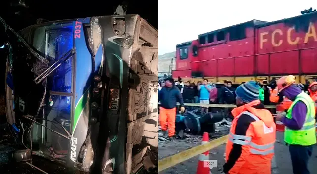 Bus interprovincial chocó contra tren que pasa por la Carretera Central. Bus interprovincial chocó contra tren que pasa por la Carretera Central.