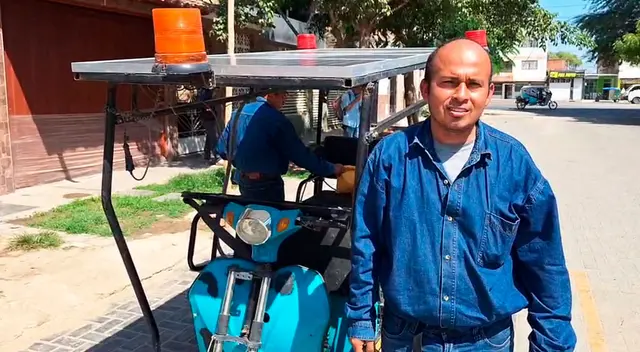 Piurano Albert Einstein Díaz Vicente desea recorrer Piura-Sullana con su mototaxi solar. Piurano Albert Einstein Díaz Vicente desea recorrer Piura-Sullana con su mototaxi solar.