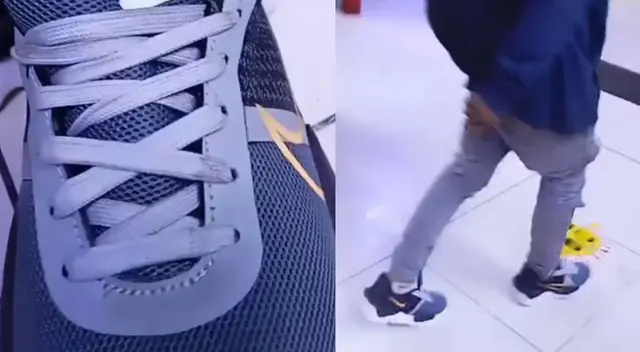 Joven con singular modelo de zapatillas es sensación en las redes sociales.