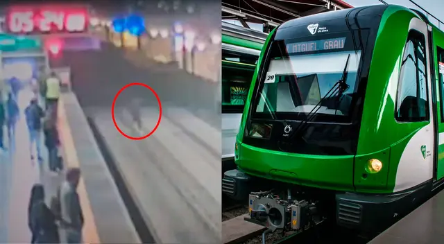 Sujeto fue captado ingresando a las vías para cruzar el andén en el Metro de Lima. Sujeto fue captado ingresando a las vías para cruzar el andén en el Metro de Lima.
