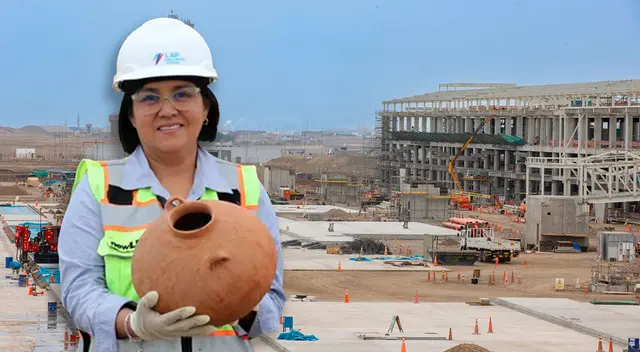Arqueóloga muestra los restos prehispánicos hallados debajo del nuevo Aeropuerto Jorge Chávez.