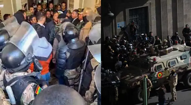 Momentos de tensión. Luis Arce y Juan José Zúñiga frente a frente en Palacio de Gobierno.